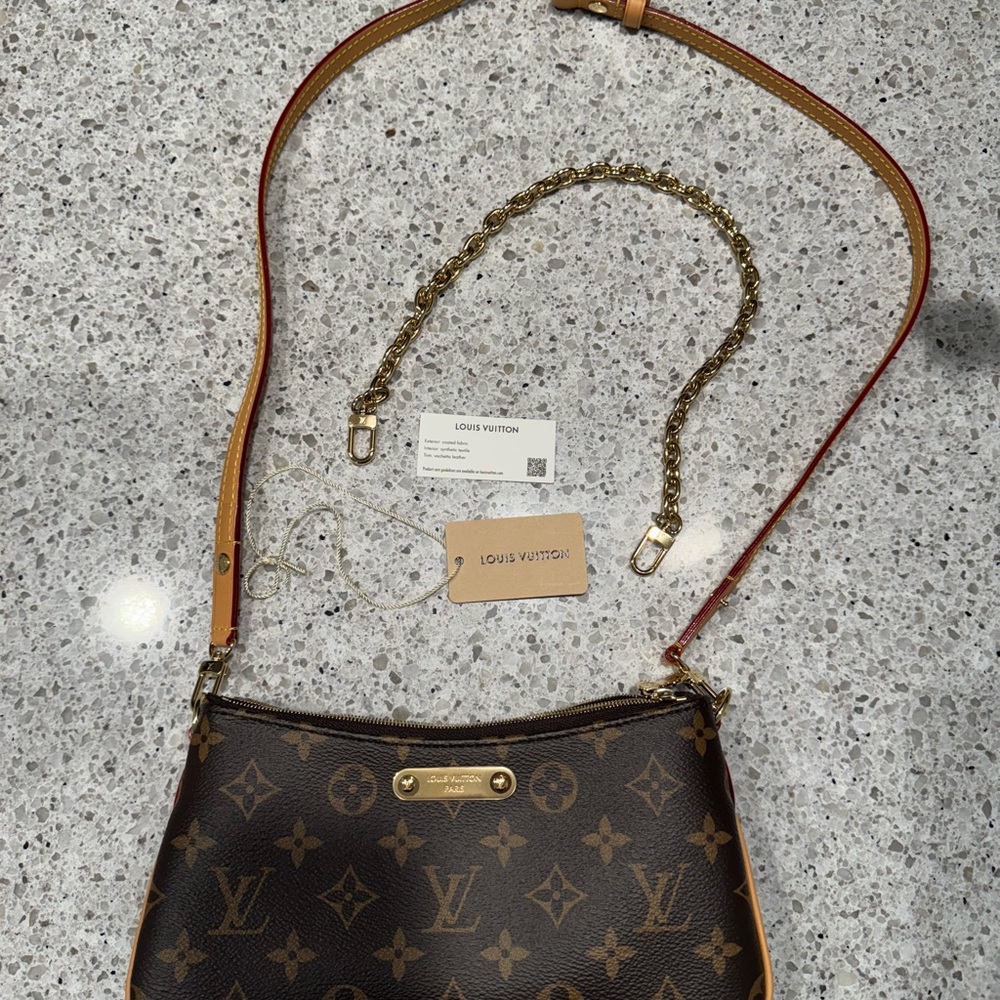 Louis Vuitton Liv Pochette Monogram Crossbody with Gold Chain